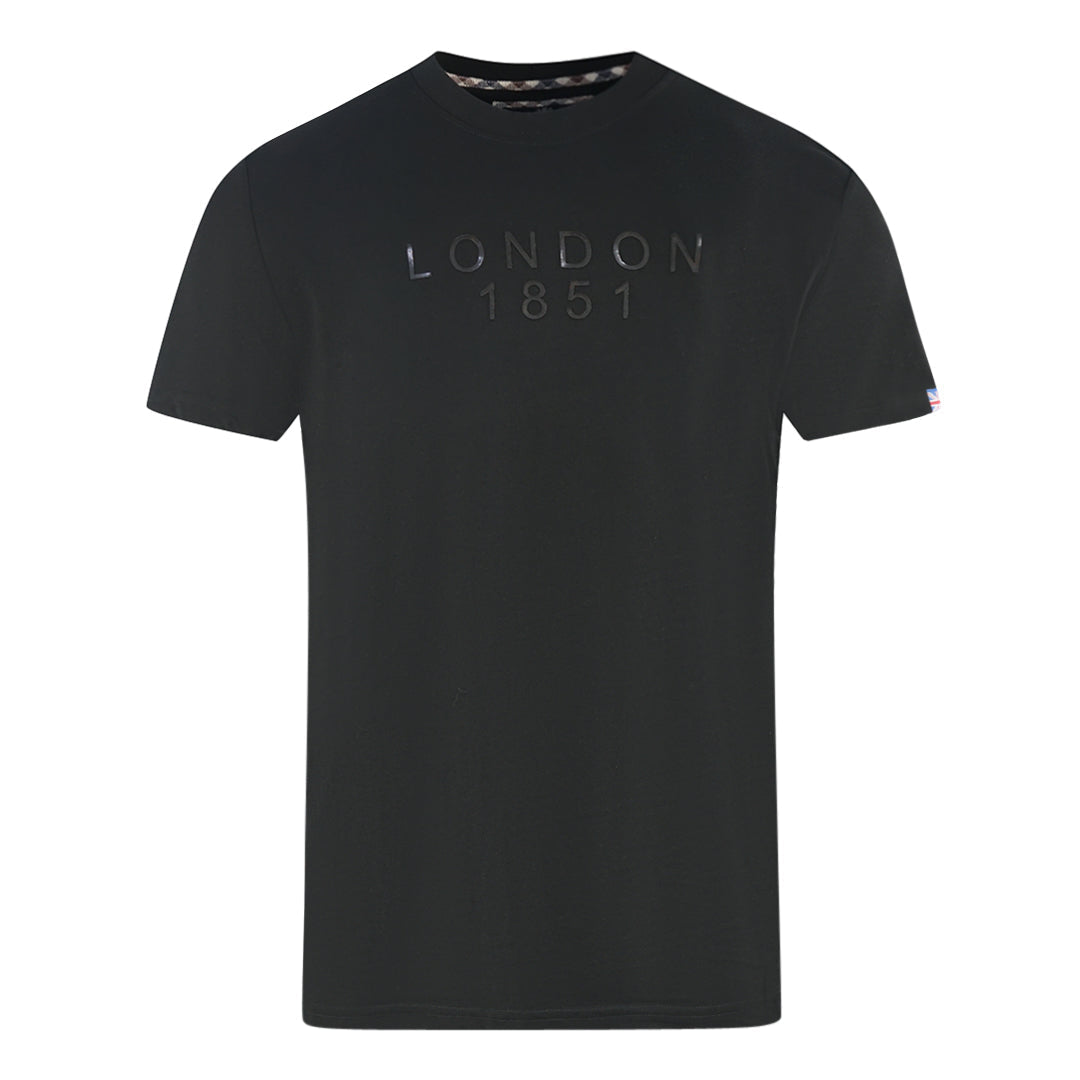 Aquascutum London 1851 Tape Logo Black T-Shirt Aquascutum