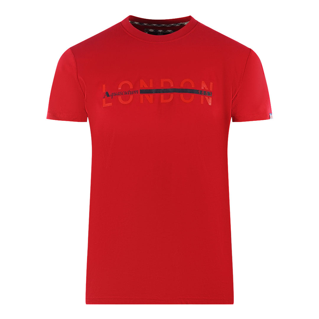 Aquascutum London 1851 Split Logo Red T-Shirt Aquascutum