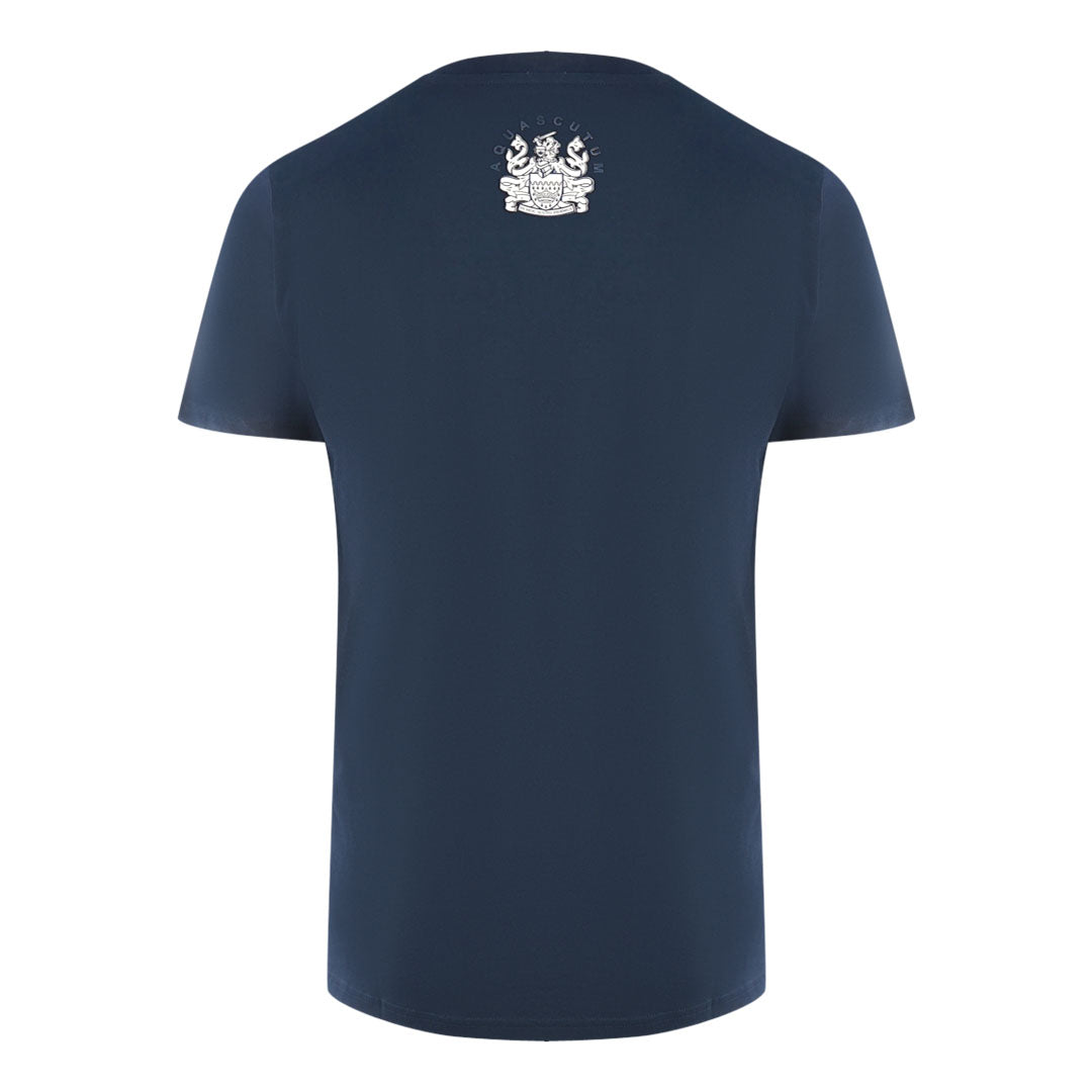 Aquascutum London Embroidered A Logo Navy Blue T-Shirt Aquascutum