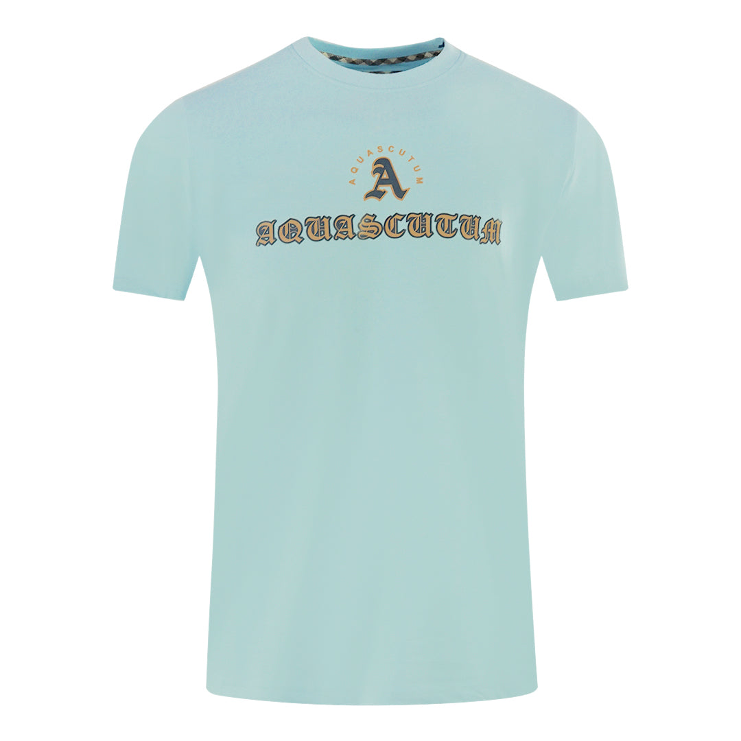 Aquascutum Script Logo Sky Blue T-Shirt Aquascutum