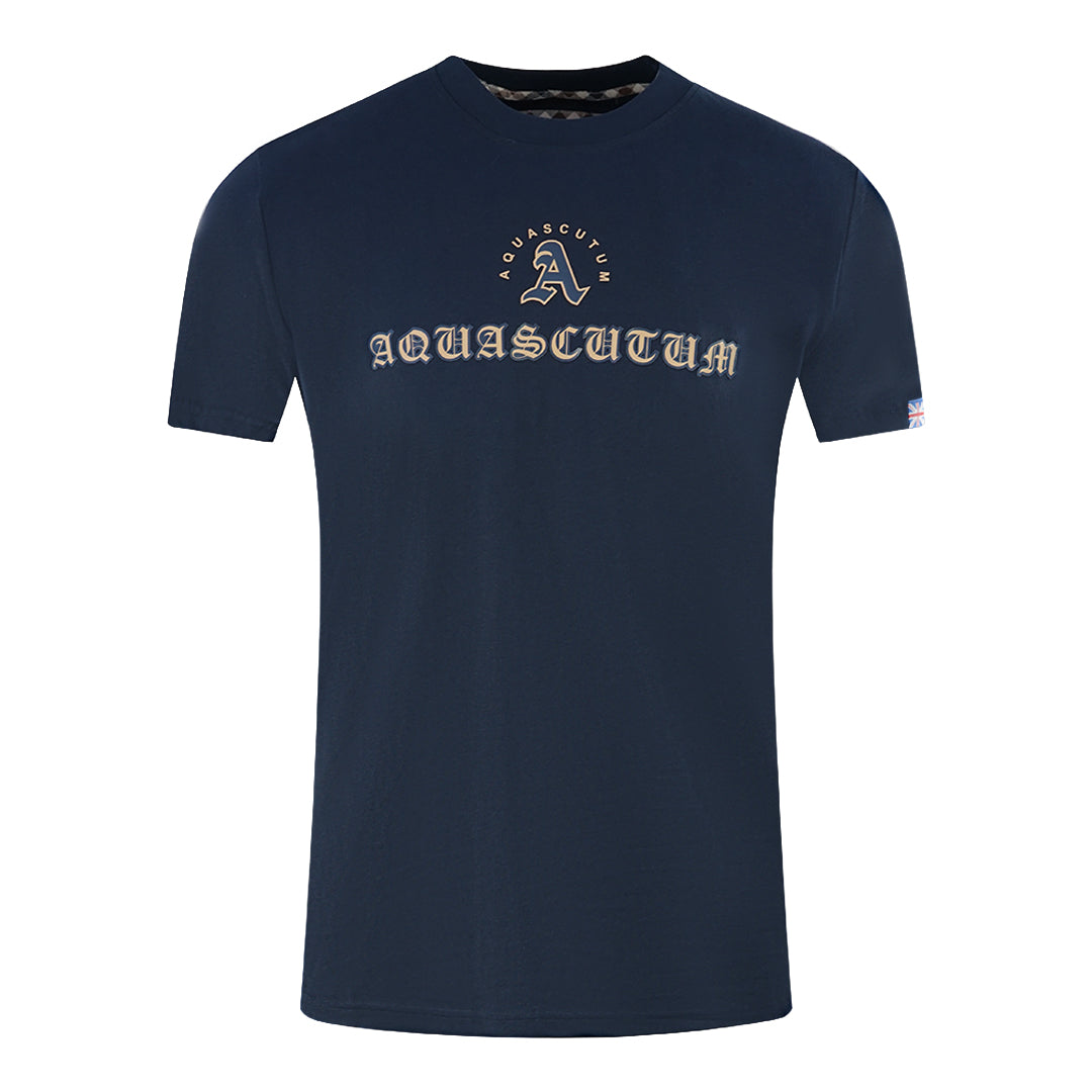 Aquascutum Script Logo Navy Blue T-Shirt Aquascutum