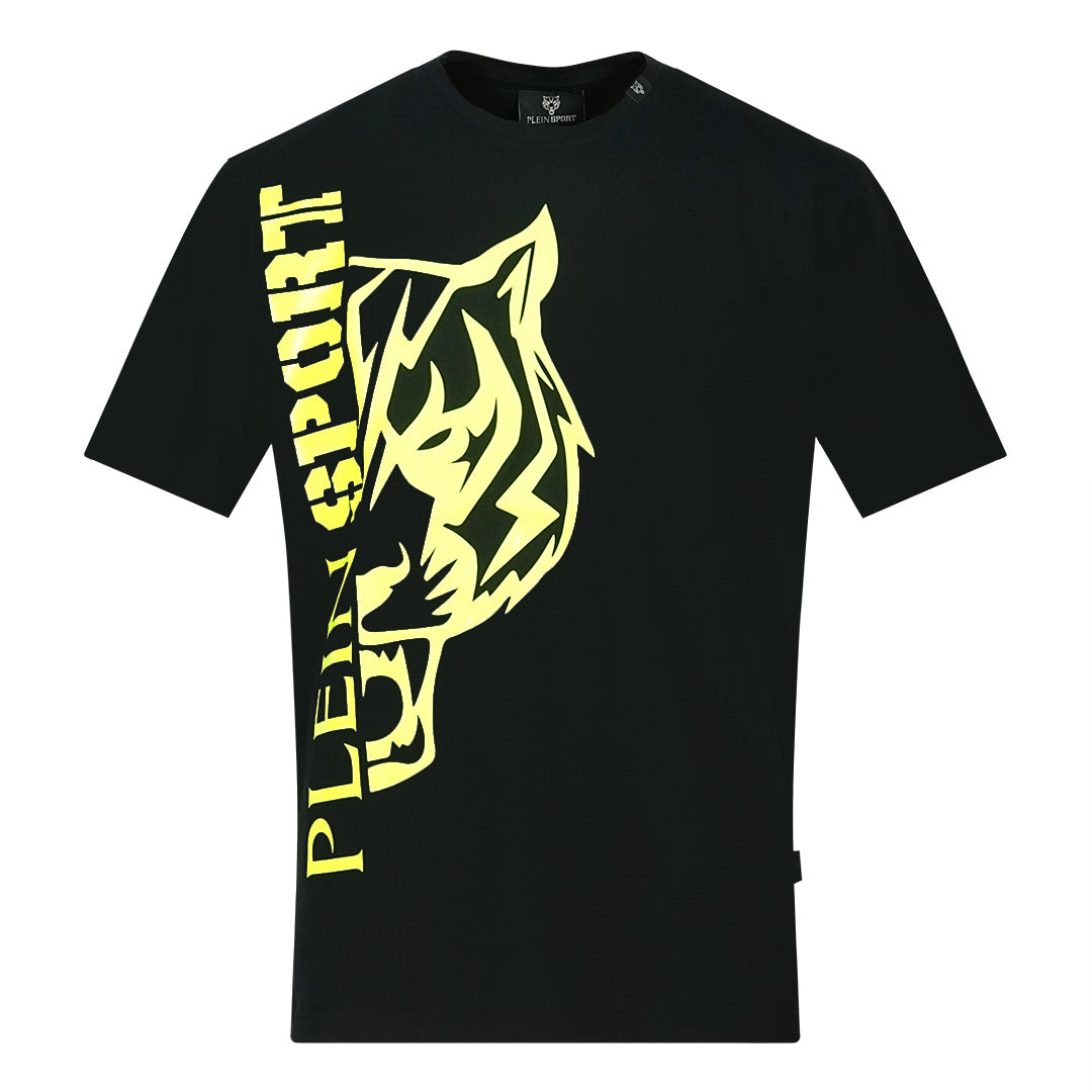Plein Sport Yellow Bold Split Logo Black T-Shirt Philipp Plein Sport