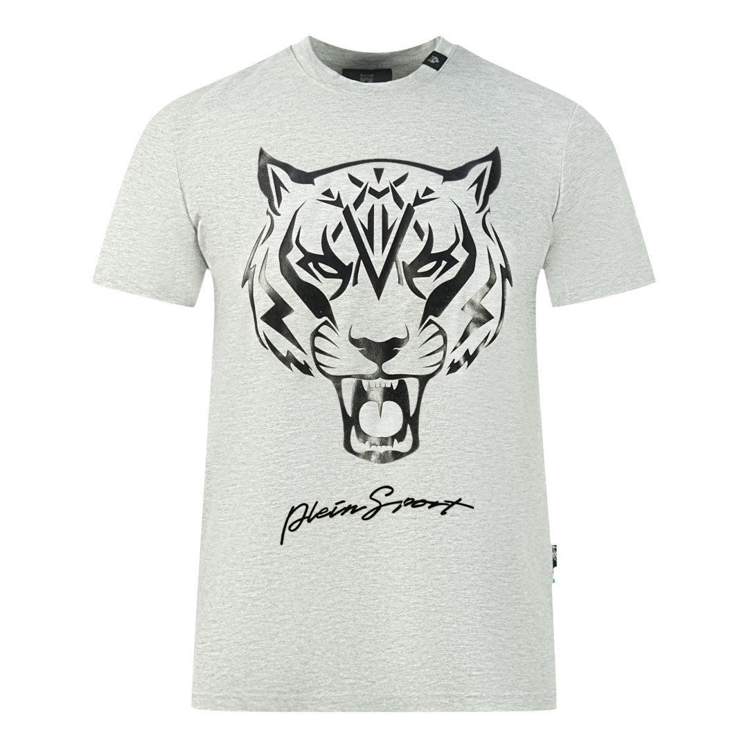Plein Sport Black Tiger Head Logo Grey T-Shirt