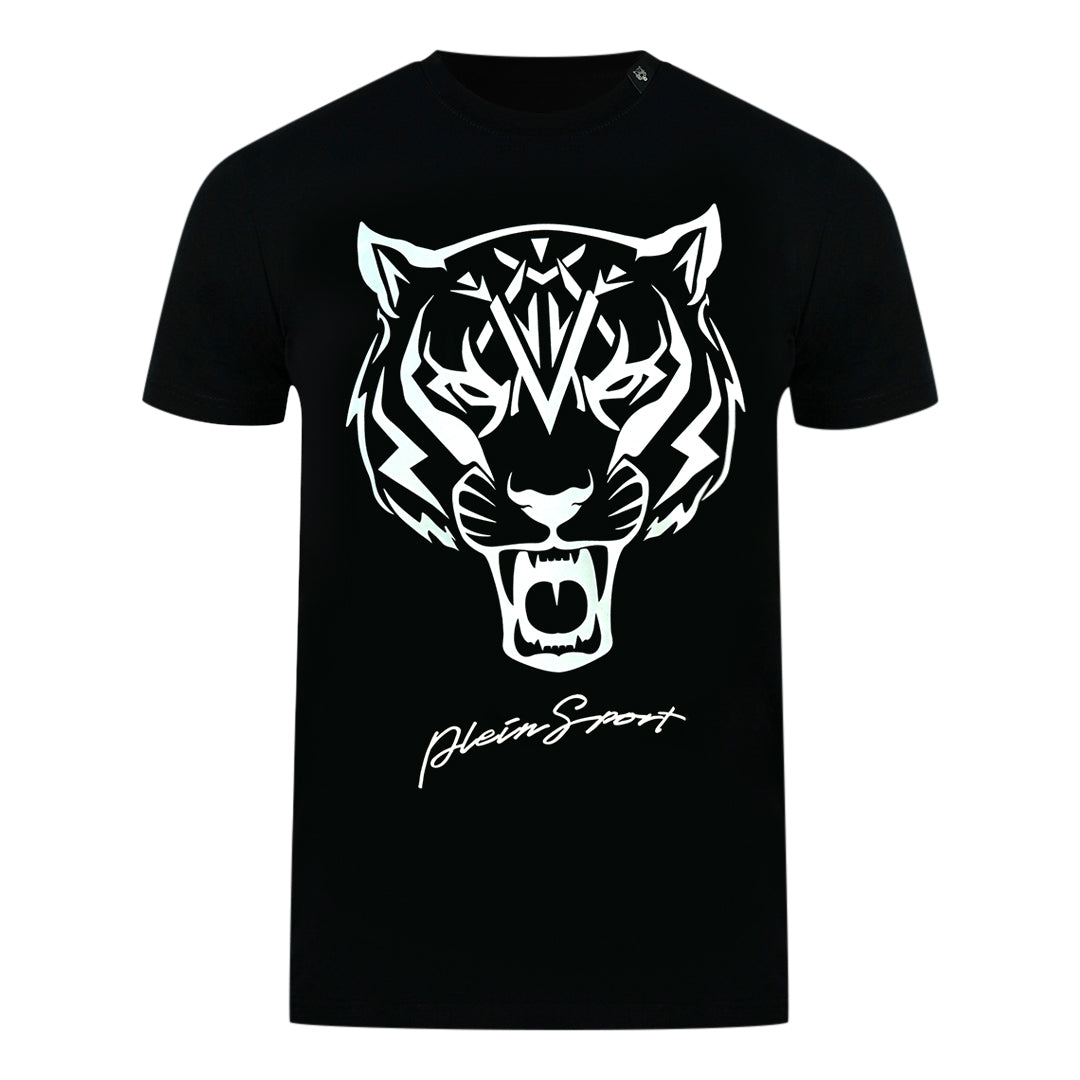 Plein Sport White Tiger Head Logo Black T-Shirt Philipp Plein Sport
