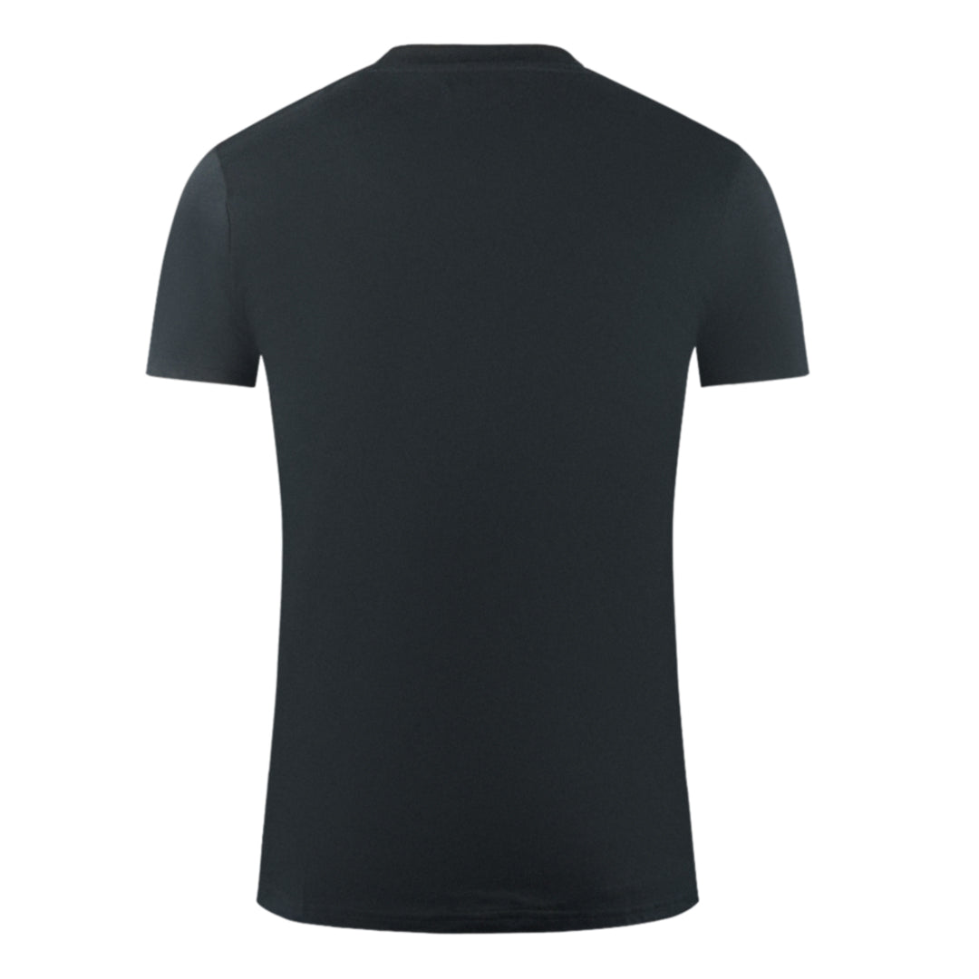 Aquascutum Large Bold London Aldis Brand Logo Black T-Shirt