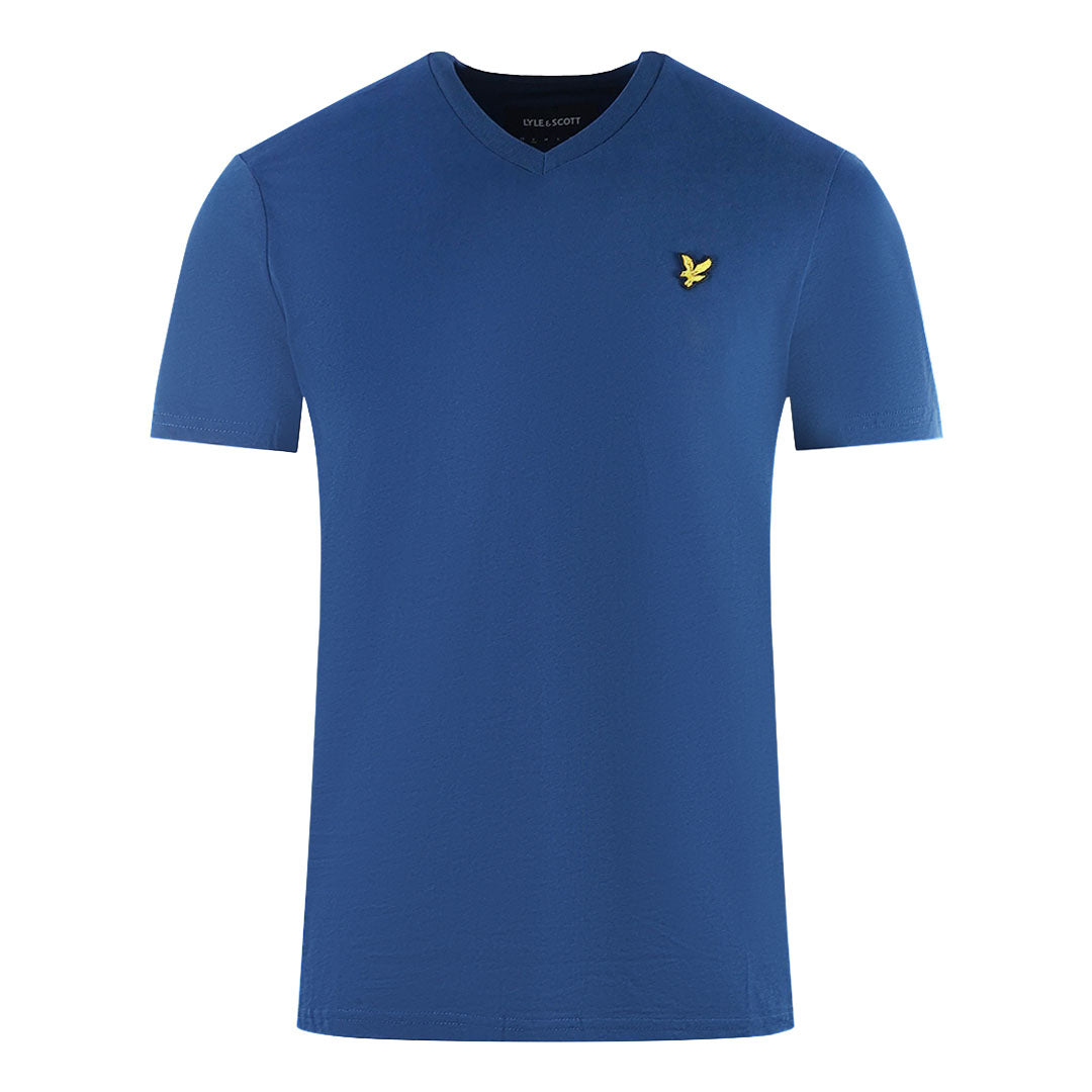 Lyle & Scott Brand Logo Blue V-Neck T-Shirt