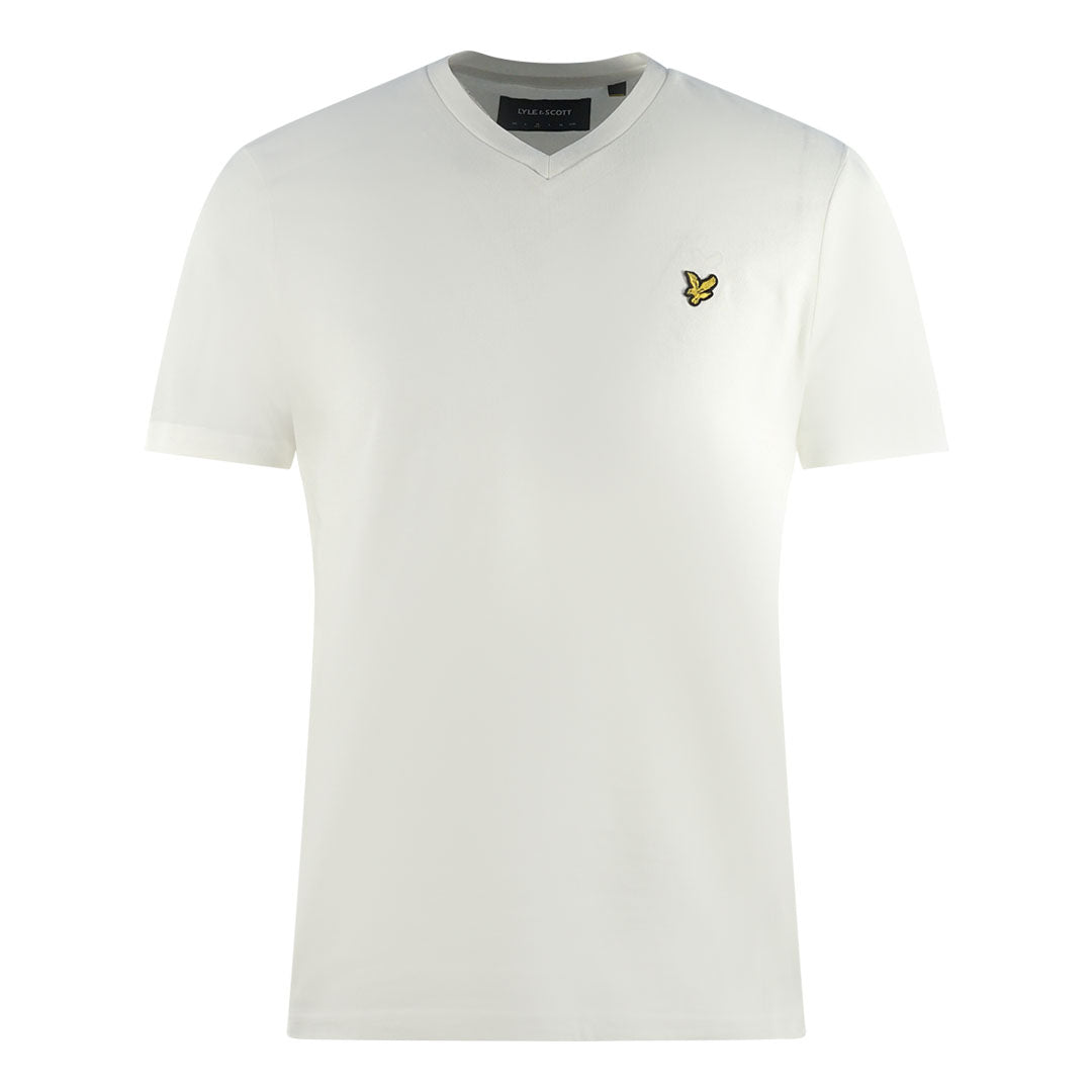 Lyle & Scott Brand Logo Off White V-Neck T-Shirt Lyle & Scott