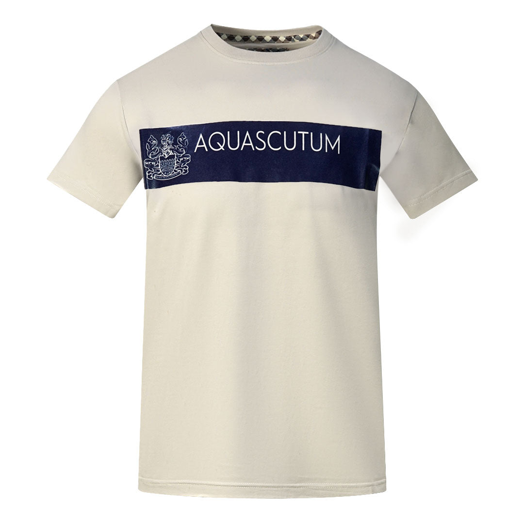 Aquascutum Block Brand Logo Beige T-Shirt