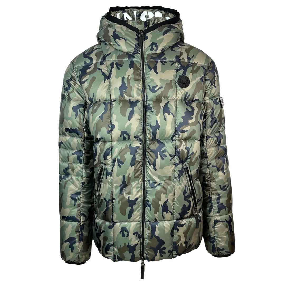 Plein Sport Small Circle Logo Quilted Camo Green Jacket - XKX LONDON