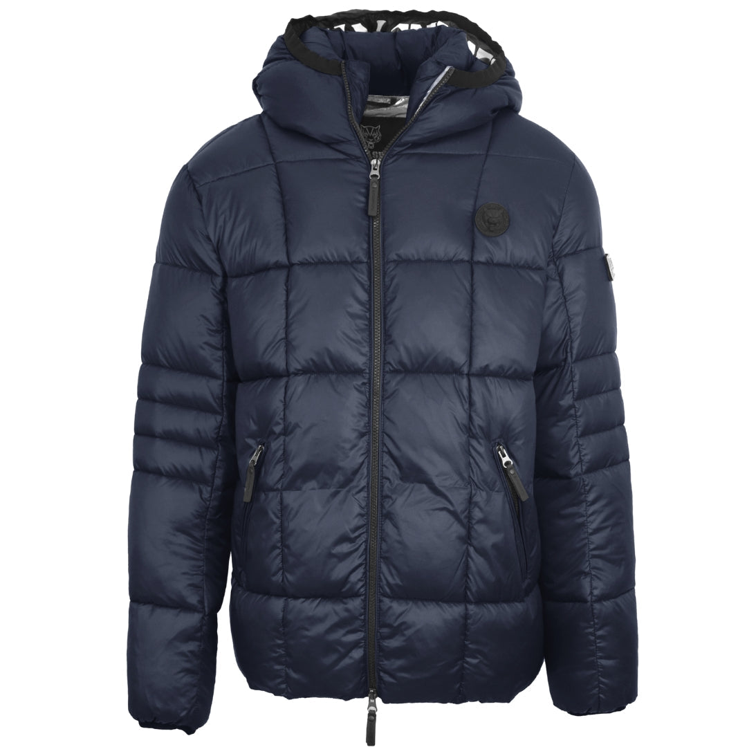 Plein Sport Small Circle Logo Quilted Navy Blue Jacket - XKX LONDON