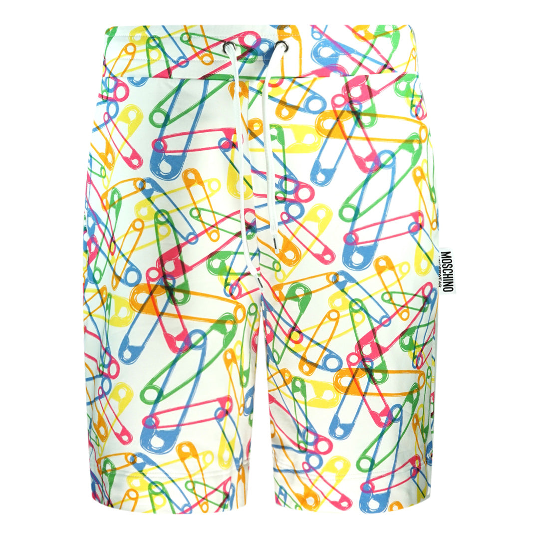 Moschino Multicolour Pin Design White Shorts