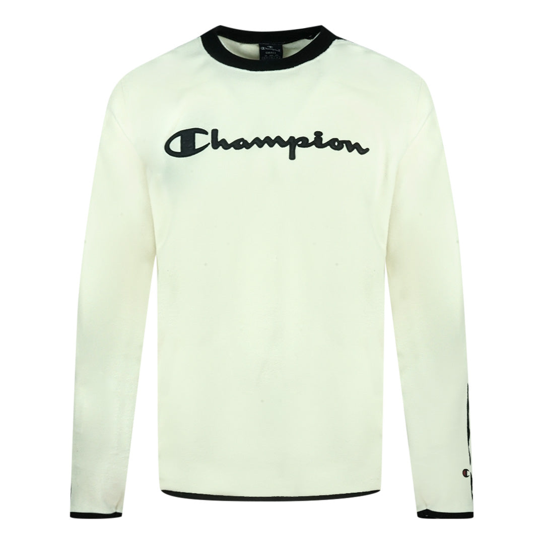 Champion Classic Script Logo White Fleece Sweatshirt - XKX LONDON