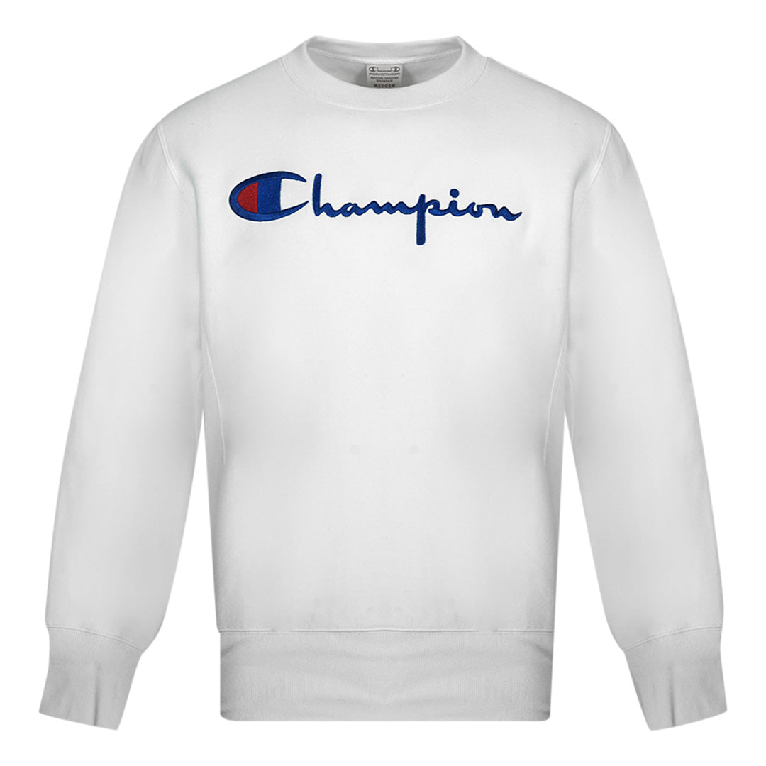 Champion Script Logo White Sweatshirt