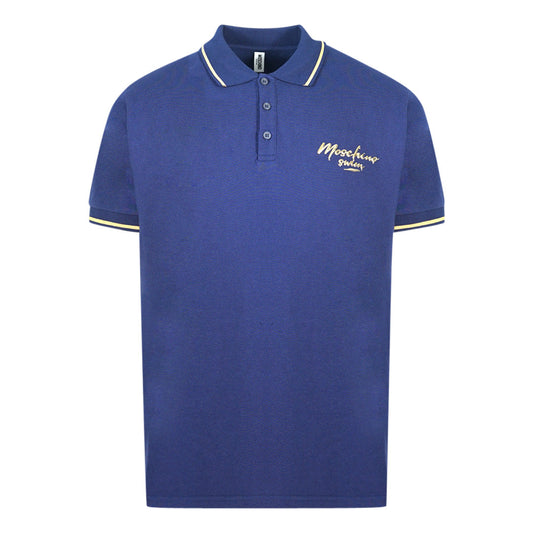 Moschino Tipped Collar Blue Polo Shirt