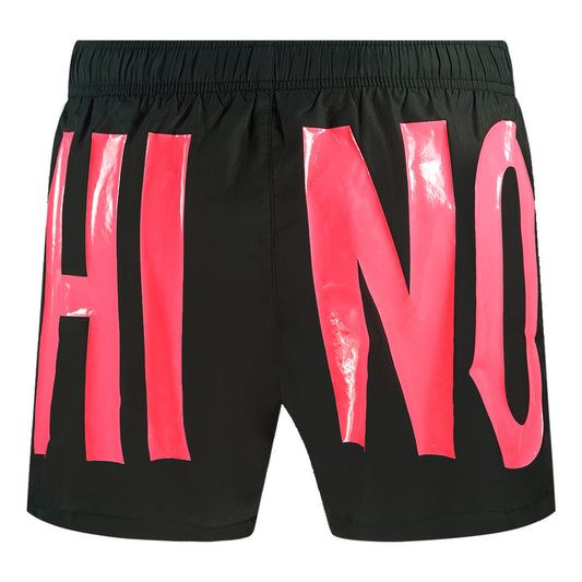 Moschino Large Pink Logo Black Shorts