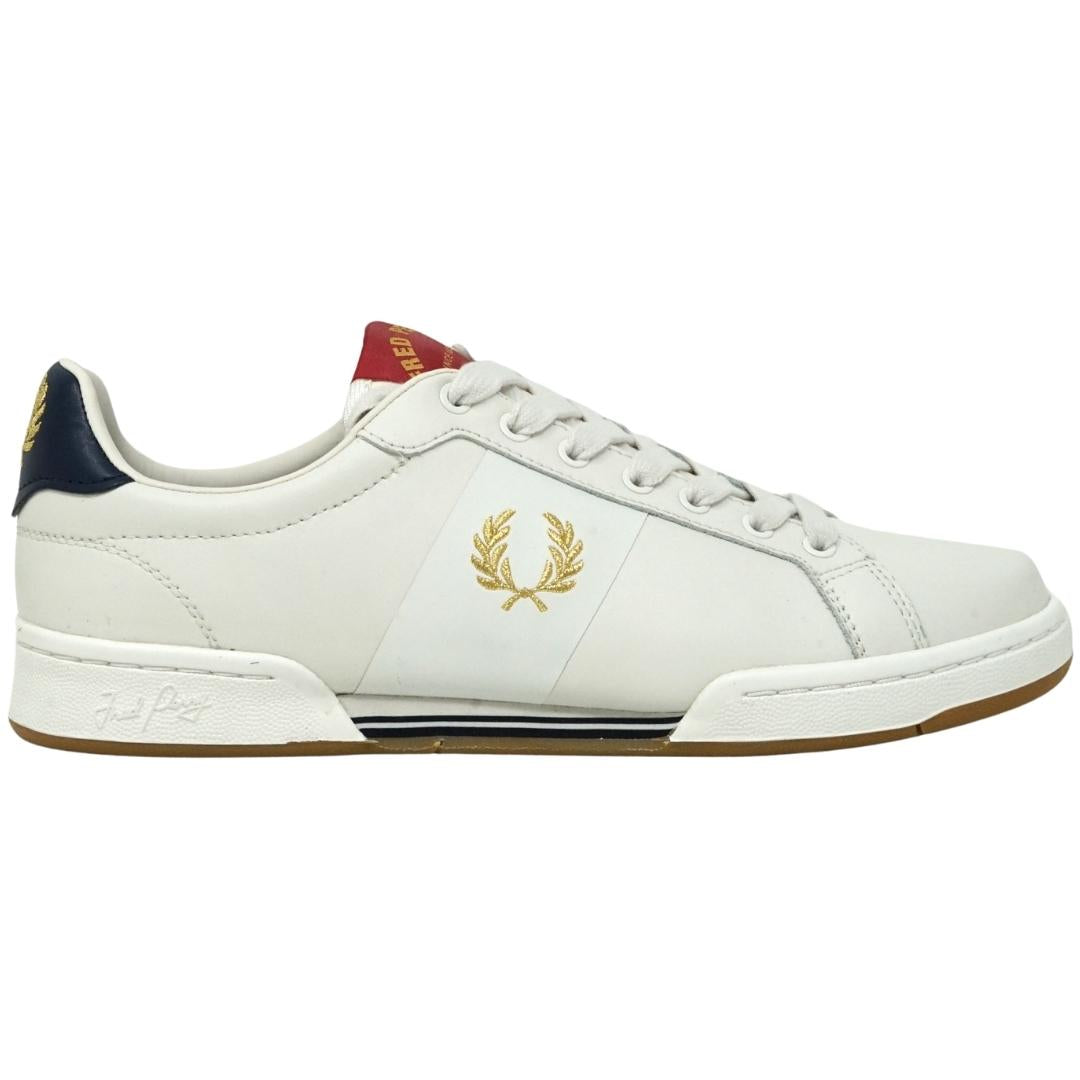Fred Perry B1258 162 White Leather Trainers - XKX LONDON