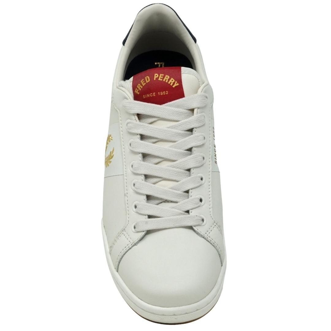 Fred Perry B1258 162 White Leather Trainers - XKX LONDON