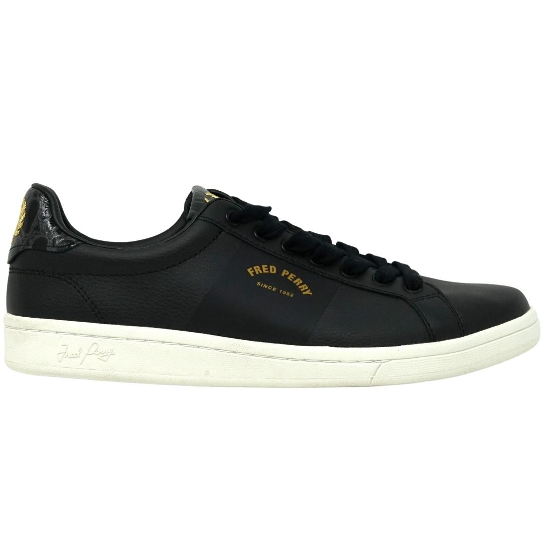 Fred Perry B1271 102 Black Leather Trainers - XKX LONDON