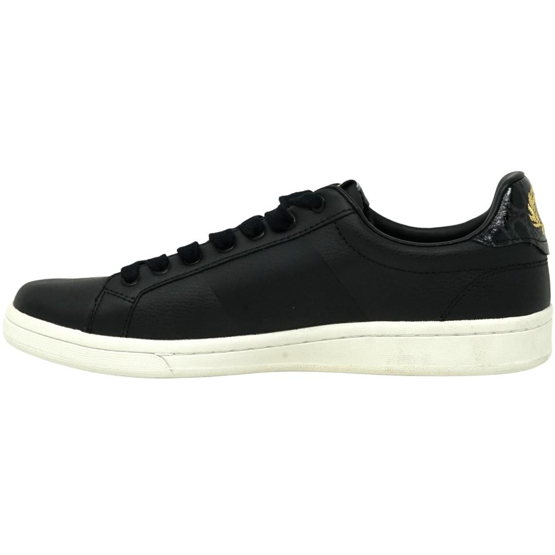 Fred Perry B1271 102 Black Leather Trainers - XKX LONDON