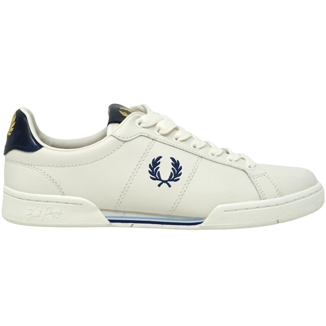 Fred Perry B1272 303 White Leather Trainers - XKX LONDON
