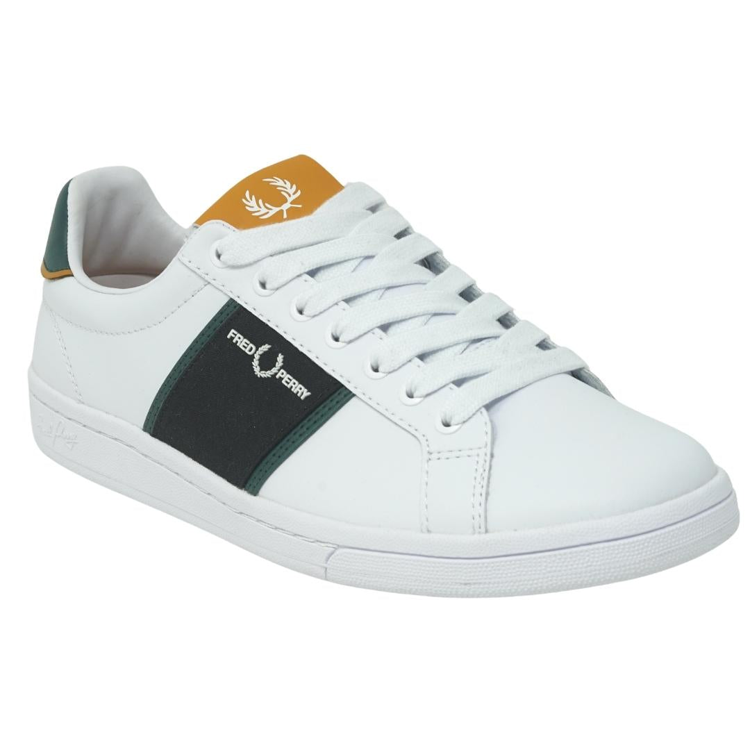 Fred Perry B721 Leather Canvas Mens White Trainers Fred Perry