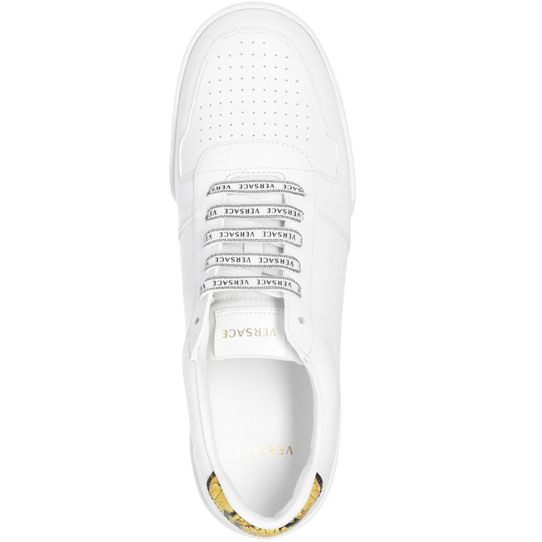 Versace Logo Gold Heel White Sneakers Versace Collection