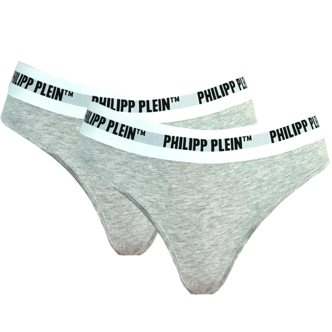 Philipp Plein DUPP01 94 Grey Underwear Thongs Two Pack