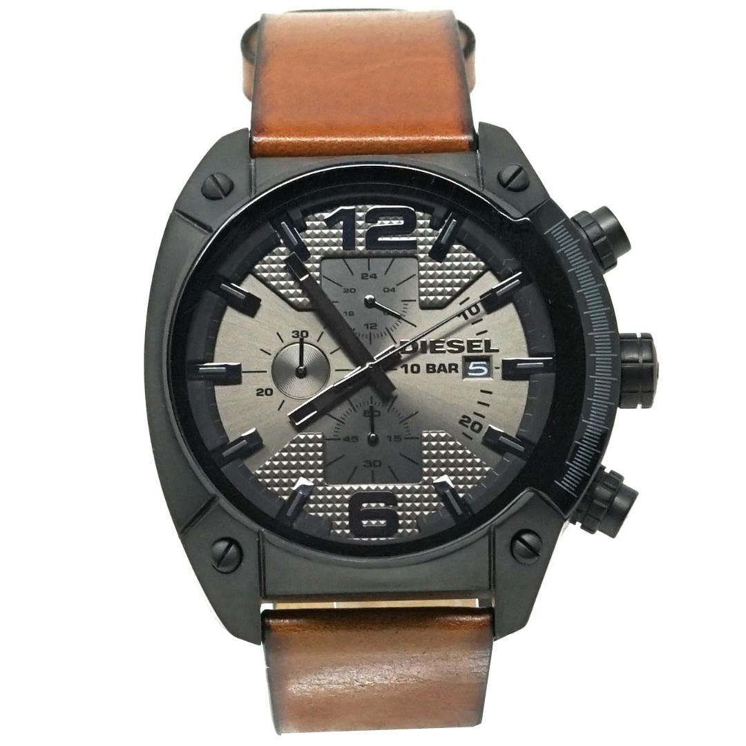 Diesel DZ4317 Overflow Chronograph Brown Leather Strap Watch - XKX LONDON