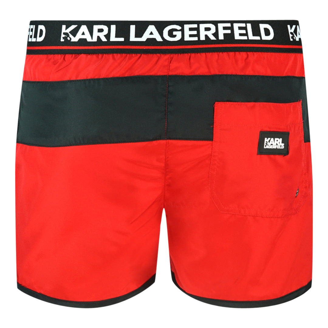 Karl Lagerfeld Taped Logo Red Swim Shorts - XKX LONDON