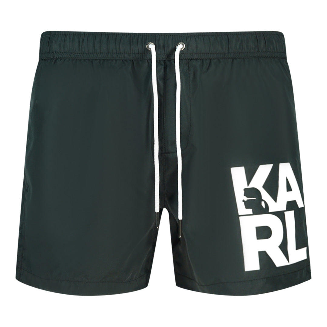 Karl Lagerfeld Block Logo Black Swim Shorts