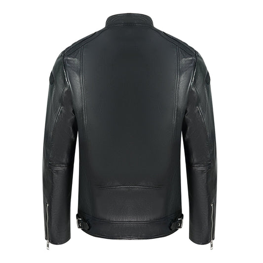 Diesel L-Shiro-WH Biker Black Leather Jacket Diesel