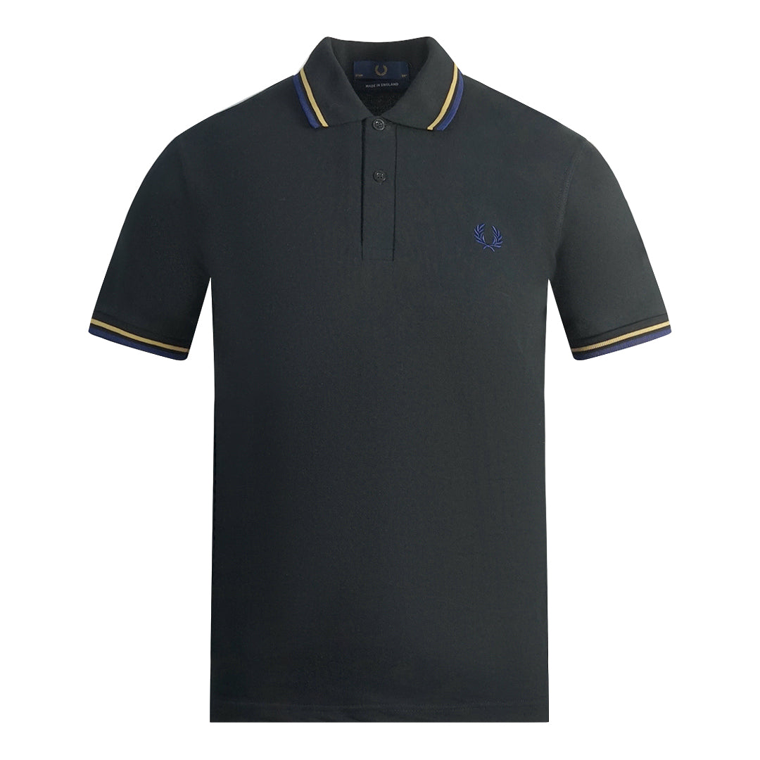 Fred Perry Yellow and Blue Tipped Black Polo Shirt Fred Perry