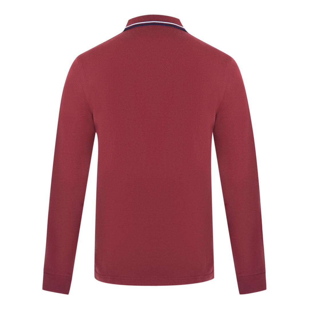 Fred Perry Twin Tipped Long Sleeve Red Polo Shirt - XKX LONDON