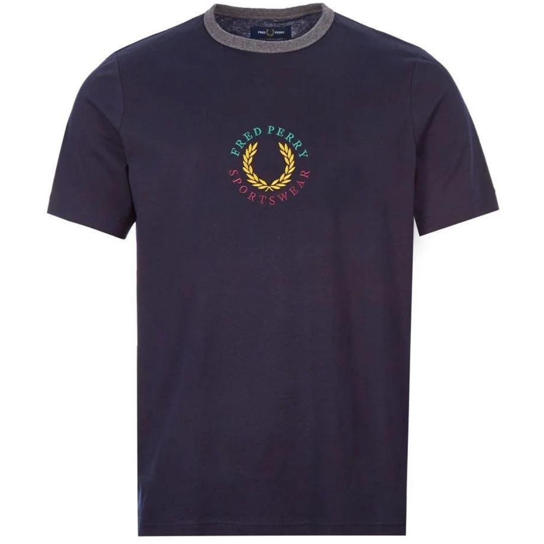 Fred Perry M8533 608 Sportswear Logo Navy Blue T-Shirt - XKX LONDON