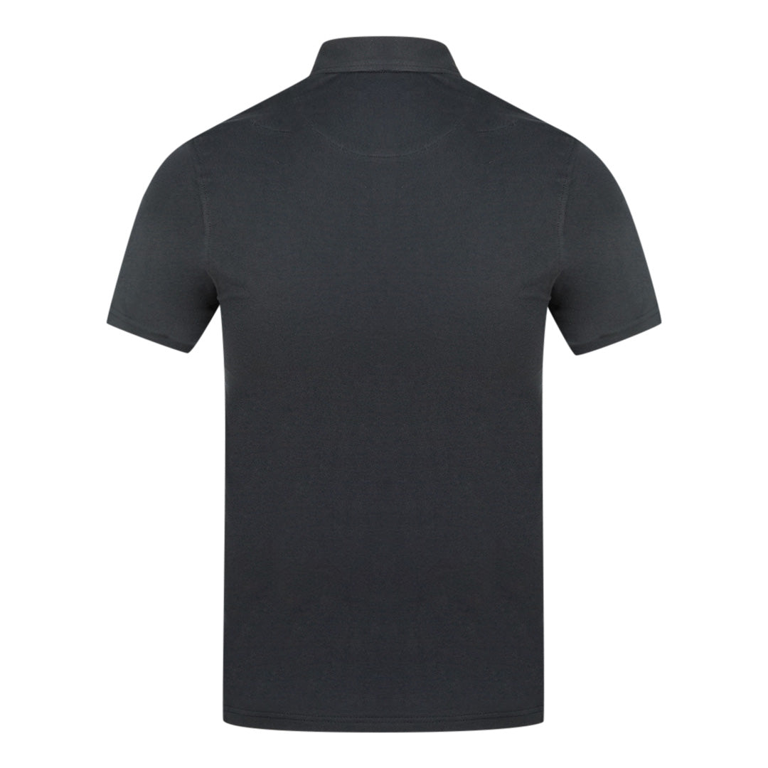 Aquascutum Aldis Crest Chest Logo Black Polo Shirt - XKX LONDON
