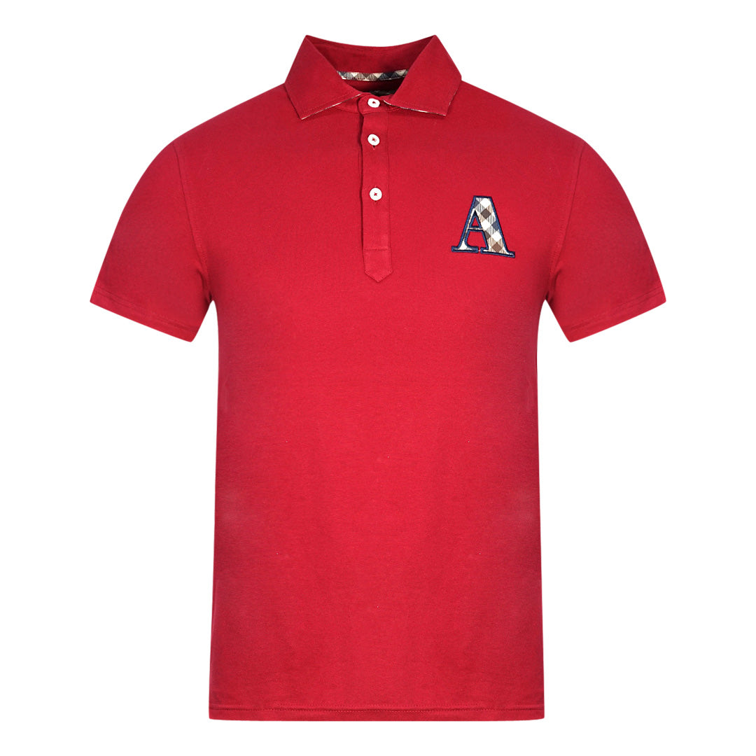 Aquascutum Check A Logo Red Polo Shirt - XKX LONDON