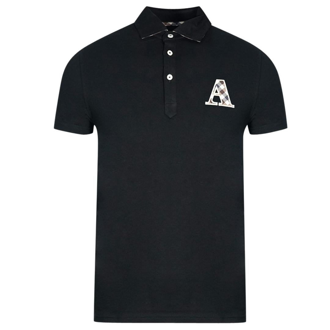 Aquascutum Check A Logo Black Polo Shirt