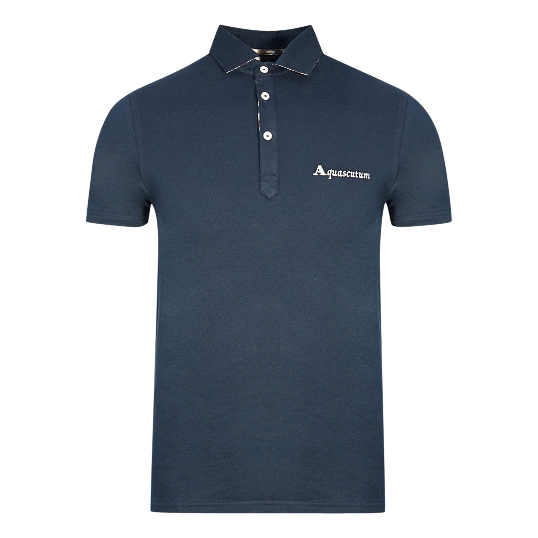 Aquascutum Signature Logo Navy Blue Polo Shirt