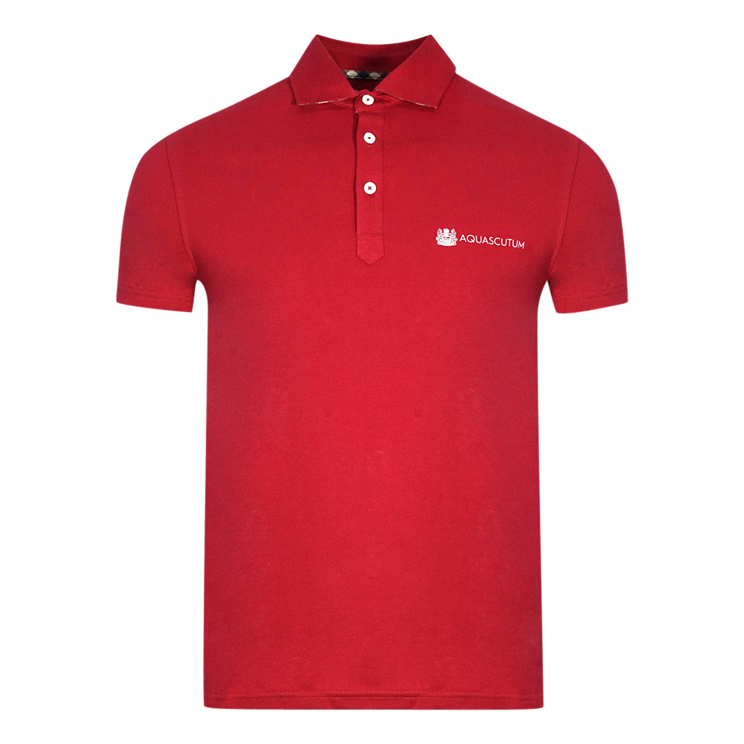 Aquascutum Aldis Crest Block Logo Red Polo Shirt - XKX LONDON