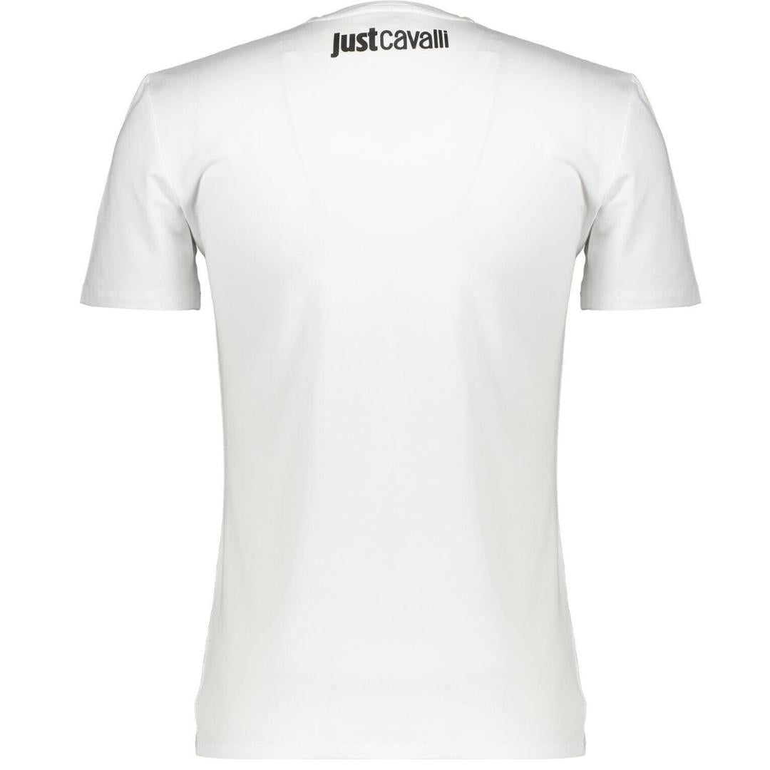 Just Cavalli Snake Wrapped Logo White T-Shirt
