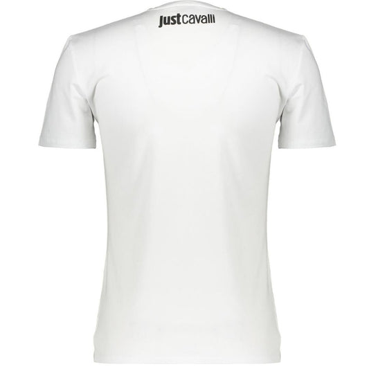 Just Cavalli Snake Wrapped Logo White T-Shirt Just Cavalli