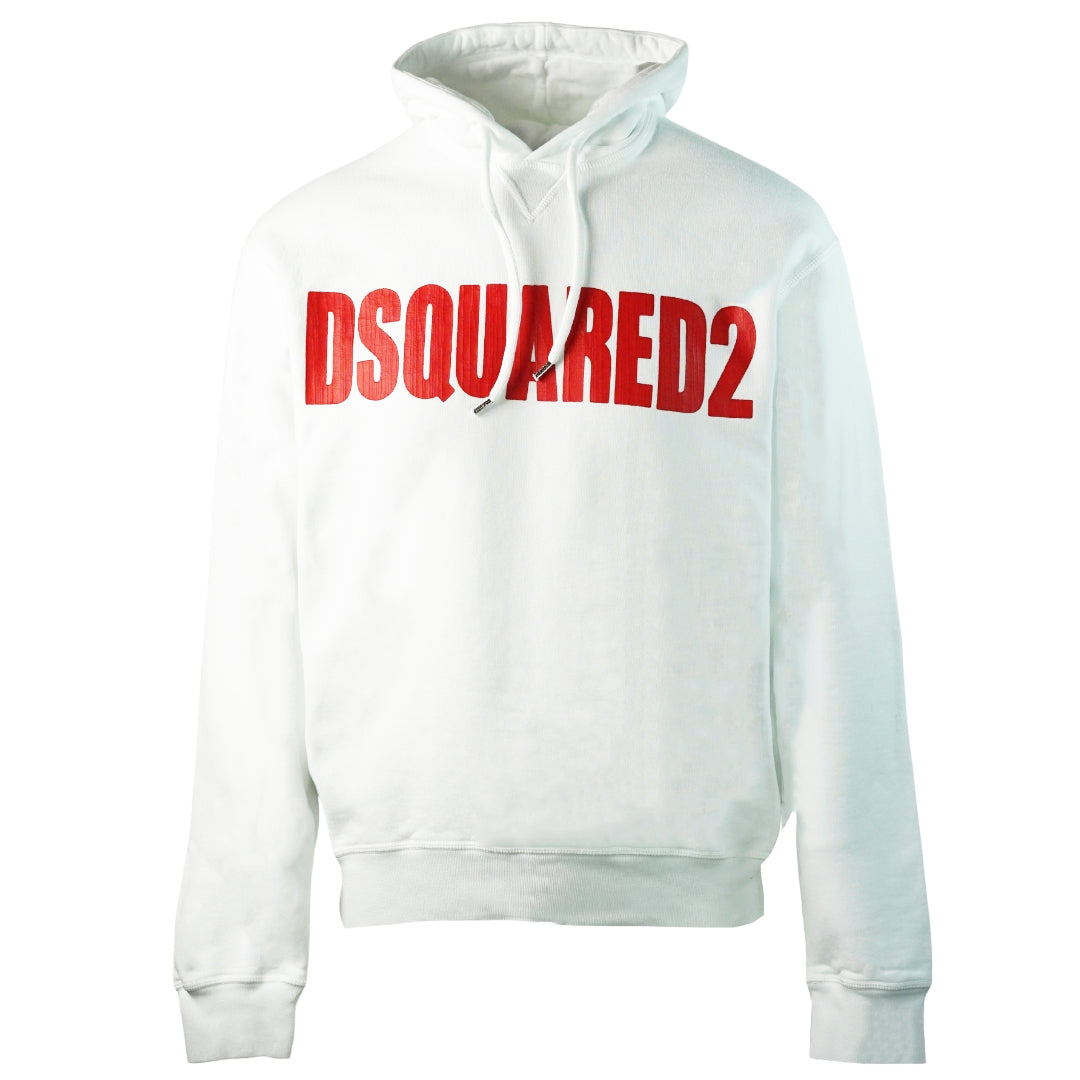 Dsquared2 New Dan Fit Large Logo White Hoodie