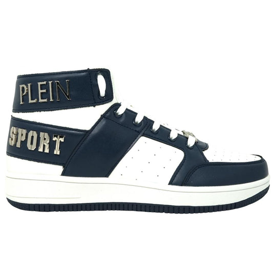 Philipp Plein Sport Hi-Top Bold Brand White and Navy Sneakers