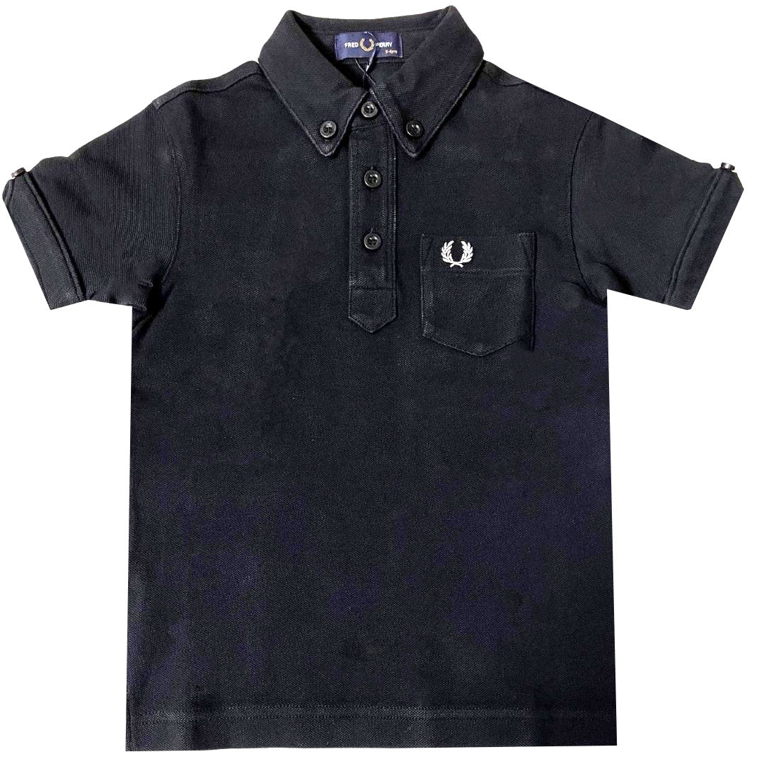 Fred Perry SY1503 102 Kids Black Polo Shirt - XKX LONDON