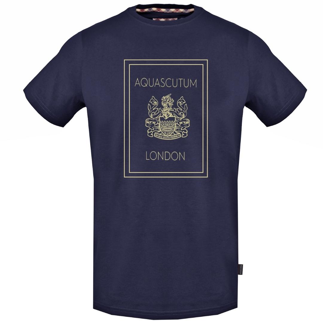 Aquascutum TSIA112 85 London Logo Navy T-Shirt - XKX LONDON
