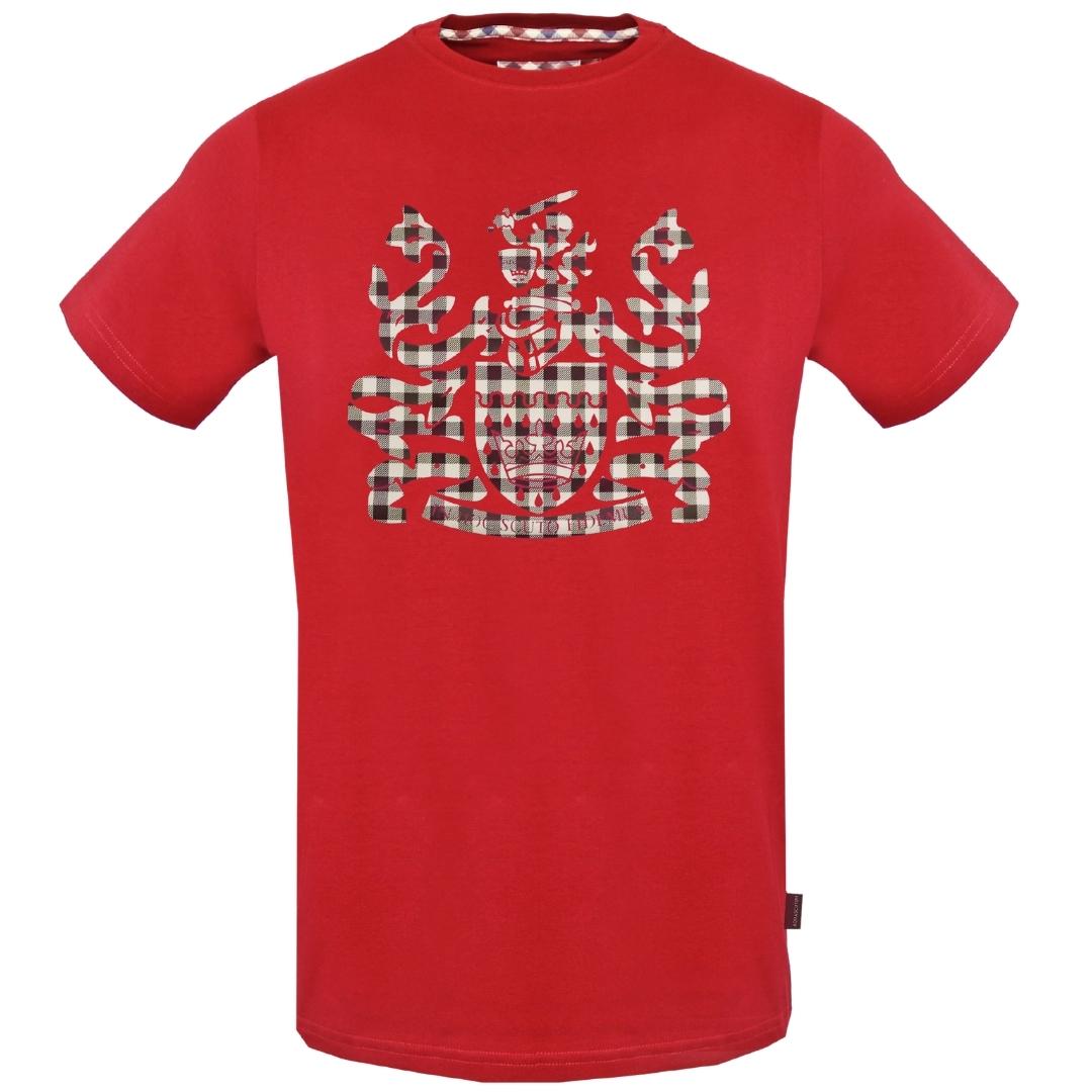 Aquascutum Check Aldis Crest Red T-Shirt