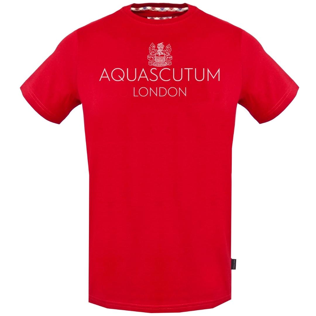 Aquascutum TSIA126 52 Bold London Logo Red T-Shirt - XKX LONDON