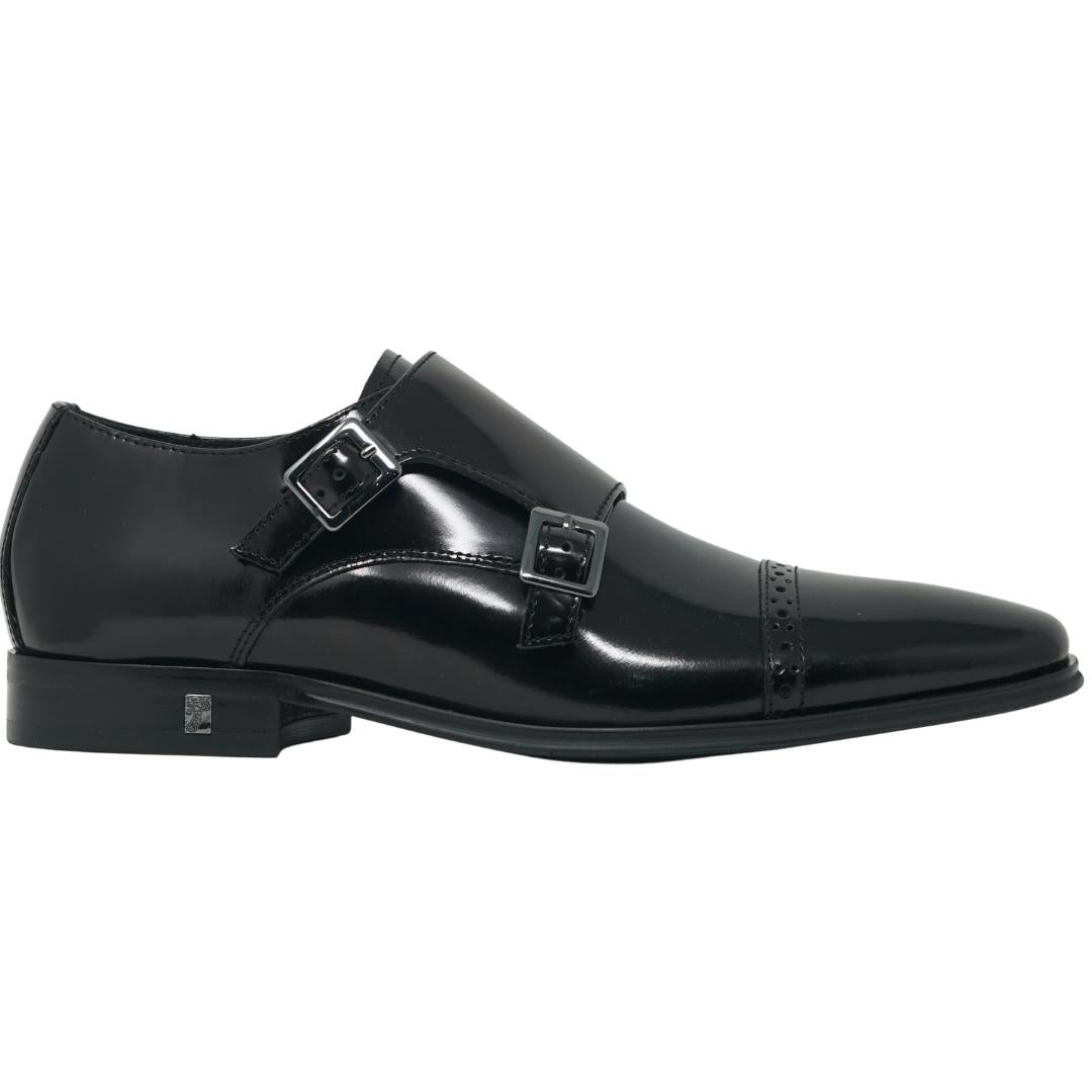 Versace Collection Monk Leather Black Shoes