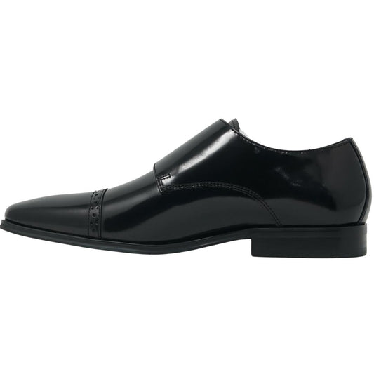 Versace Collection Monk Leather Black Shoes Versace Collection